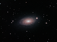 M63  Sunflower galaxy, in Canes Venatici. Taken at home on 05/13/07 and 05/16/07.  10" Meade RCX400 10" scope, DSI-Pro II camera, f/3.3 focal reducer. 30 seconds/frame, total time 158 minutes (LRGB=120:90:42:65).