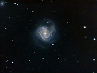 M61  Swelling Spiral Galaxy in Virgo. Taken at home on 04/27/06.  Meade RCX400 10" scope, DSI-Pro camera, f/3.3 focal reducer. 20 seconds/image, total time 150 minutes (LRGB = 180:60:90:120).