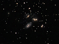 NGC 7318  Stephan's Quintet. Taken at home on 08/19/07 and 08/20/07. Meade RCX400 10" scope, DSI-Pro II camera. 60 seconds/frame. Total time 126 minutes (LRGB=60:15:21:30).