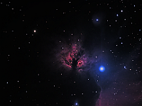 NGC 2024  Flame Nebula in Orion. Taken at home on 01/27/12, 01/28/12, 02/01/12, and 02/16/12. Orion ED80 scope, ST-10 XME camera. 60-300 seconds/frame, total time 4h 18m (HaRGB=120:46:46:46).