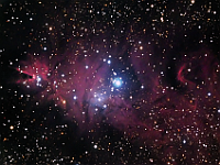 NGC 2264  Christmas Tree Cluster and Cone Nebula. Taken at home on 02/10/08 and 02/11/08.  Orion ED80, ST-10XME camera. 120 secones/frame, total time 161 minutes (HaRGB=110:14:19:18).