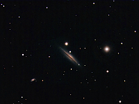 NGC 4217  Edge-on spiral galaxy in Canes Venatici. Taken at home on 06/14/07 and 06/18/08. Meade RCX400 10" scope, DSI-Pro II camera. Focal reducer used for RGBs, bare camera for Ls. 30 seconds/frame, total time 153 minutes. (LRGB=42:30:31:50).