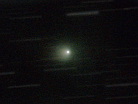 Comet Tempel  Comet Tempel 9P at the time of the collision with the Deep Impact probe. Taken at H2O on 07/03/05.  Meade LX200 GPS 8" scope, alt/az mount, DSI-C camera. 30 seconds/frame, total time 114 minutes. This session was done to see if the comet brightened noticeably when the probe hit it. The images were assembled into an movie that showed the comet brightening, but barely noticeably.
